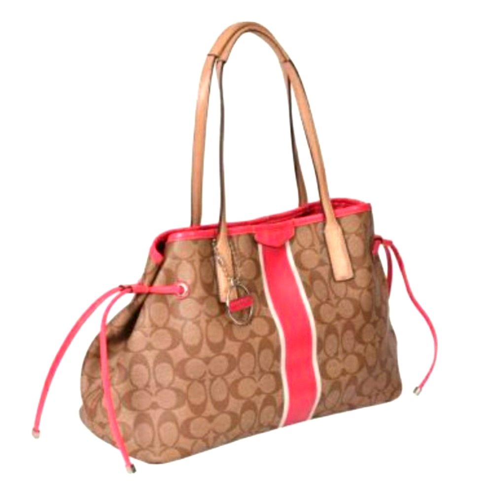 Coach Signature Stripe Drawstring Carryall Bag